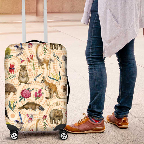 Australia Native Animals Luggage Cover Aussie Aboriginal Art Seamless Vibes - Aussie Hoodie