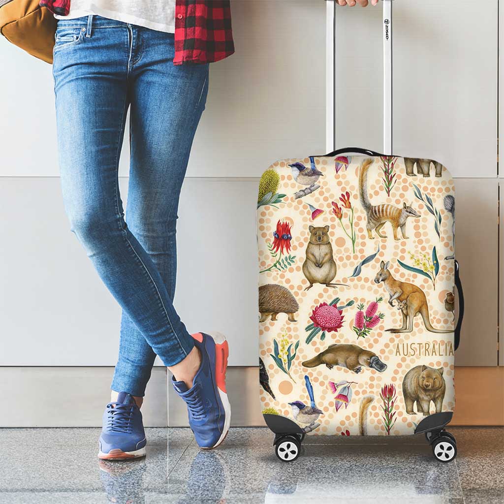 Australia Native Animals Luggage Cover Aussie Aboriginal Art Seamless Vibes - Aussie Hoodie