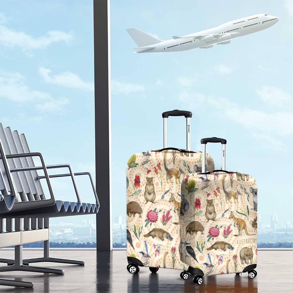 Australia Native Animals Luggage Cover Aussie Aboriginal Art Seamless Vibes - Aussie Hoodie