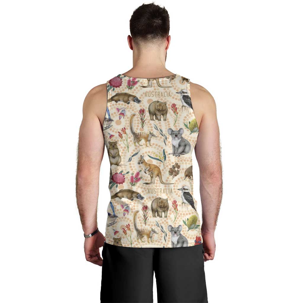 Australia Native Animals Men Tank Top Aussie Aboriginal Art Seamless Vibes - Aussie Hoodie
