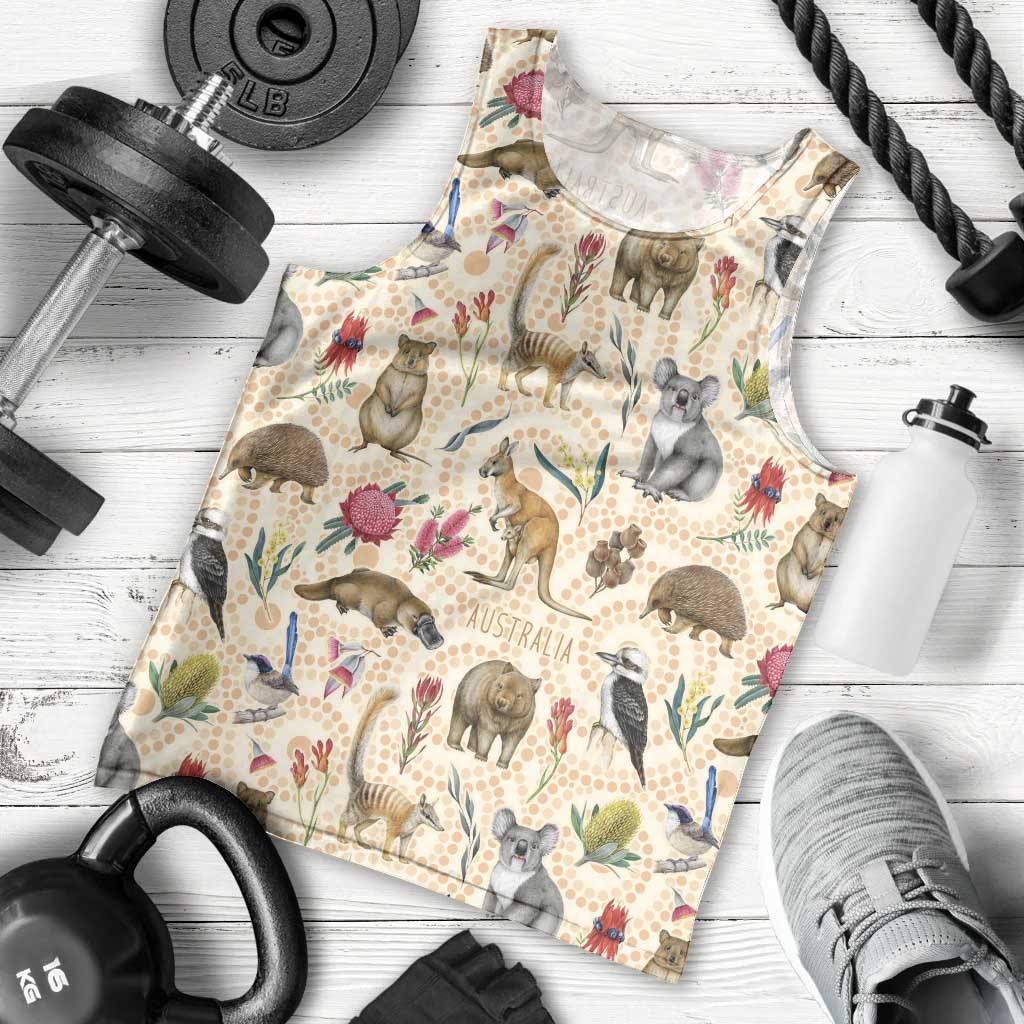 Australia Native Animals Men Tank Top Aussie Aboriginal Art Seamless Vibes - Aussie Hoodie