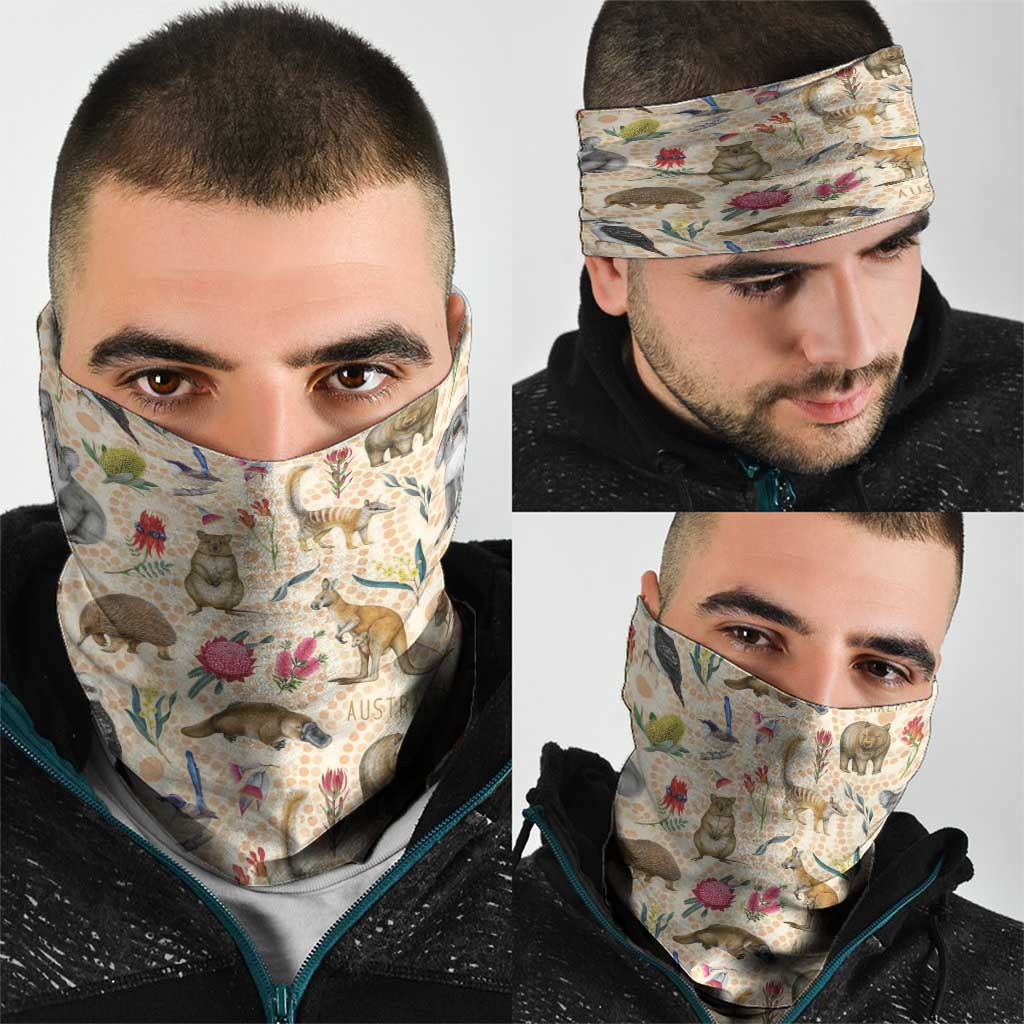 Australia Native Animals Neck Gaiter Aussie Aboriginal Art Seamless Vibes - Aussie Hoodie