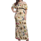 Australia Native Animals Off Shoulder Maxi Dress Aussie Aboriginal Art Seamless Vibes - Aussie Hoodie