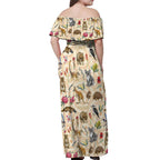 Australia Native Animals Off Shoulder Maxi Dress Aussie Aboriginal Art Seamless Vibes - Aussie Hoodie