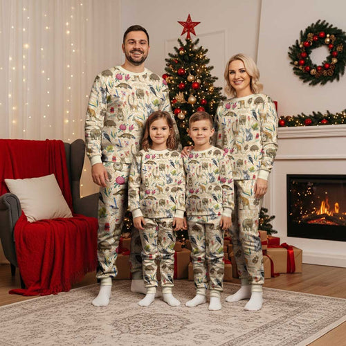 Australia Native Animals Christmas Pajama Set Aussie Aboriginal Art Seamless Vibes - Aussie Hoodie