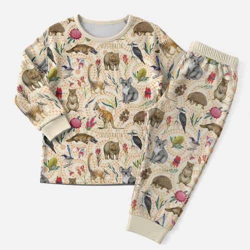 Australia Native Animals Christmas Pajama Set Aussie Aboriginal Art Seamless Vibes - Aussie Hoodie