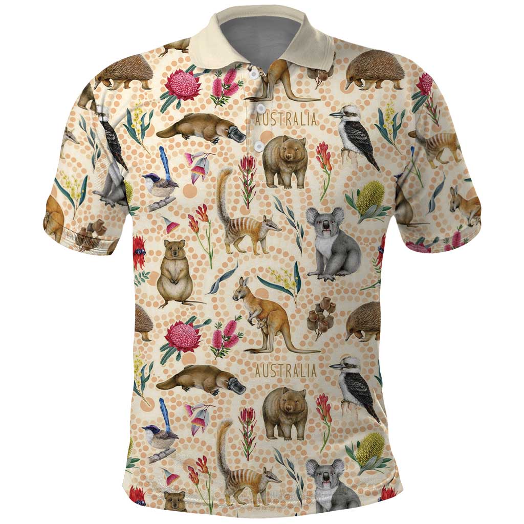 Australia Native Animals Polo Shirt Aussie Aboriginal Art Seamless Vibes - Aussie Hoodie