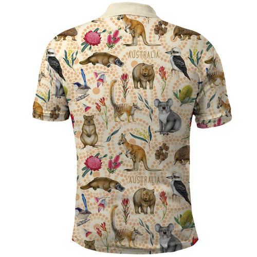 Australia Native Animals Polo Shirt Aussie Aboriginal Art Seamless Vibes - Aussie Hoodie