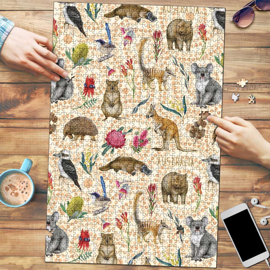 Australia Native Animals Puzzle Aussie Aboriginal Art Seamless Vibes - Aussie Hoodie