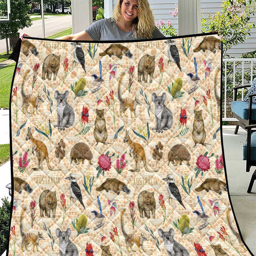 Australia Native Animals Quilt Aussie Aboriginal Art Seamless Vibes - Aussie Hoodie