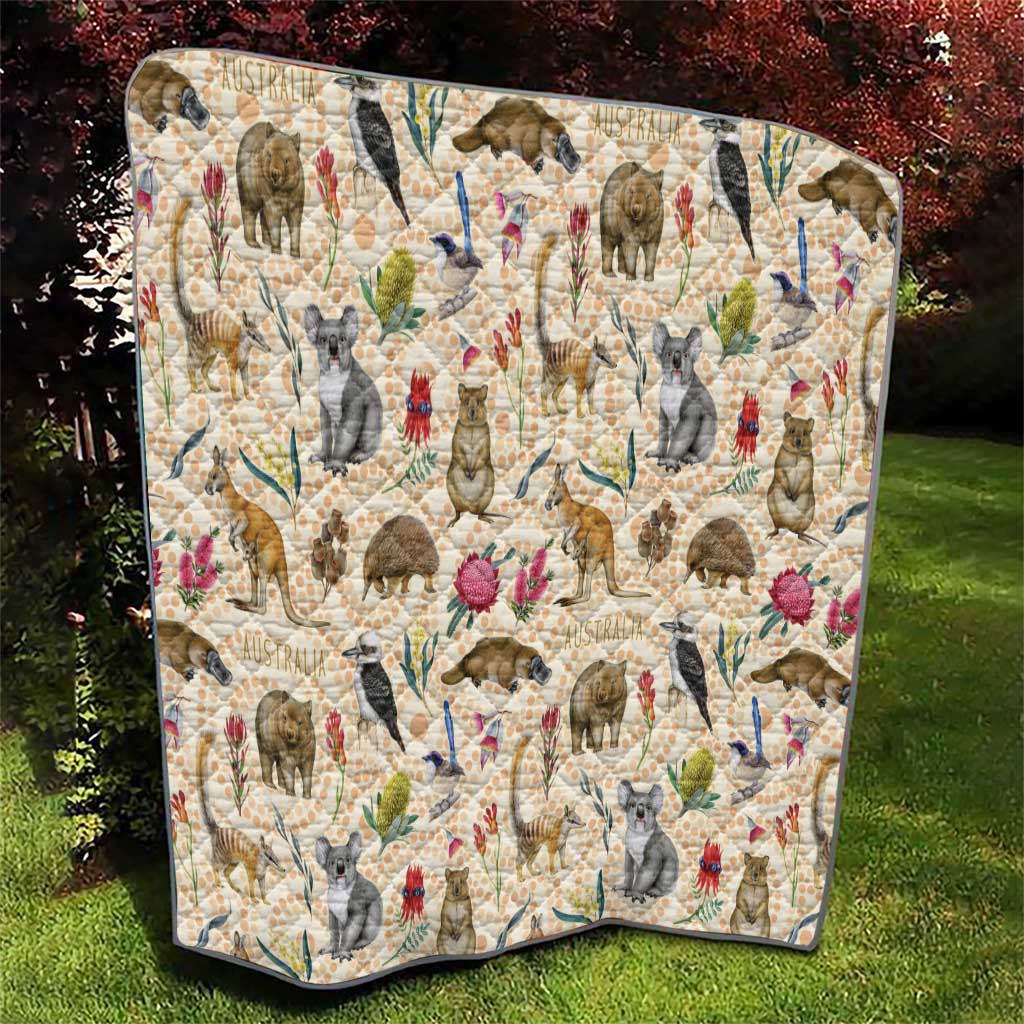 Australia Native Animals Quilt Aussie Aboriginal Art Seamless Vibes - Aussie Hoodie