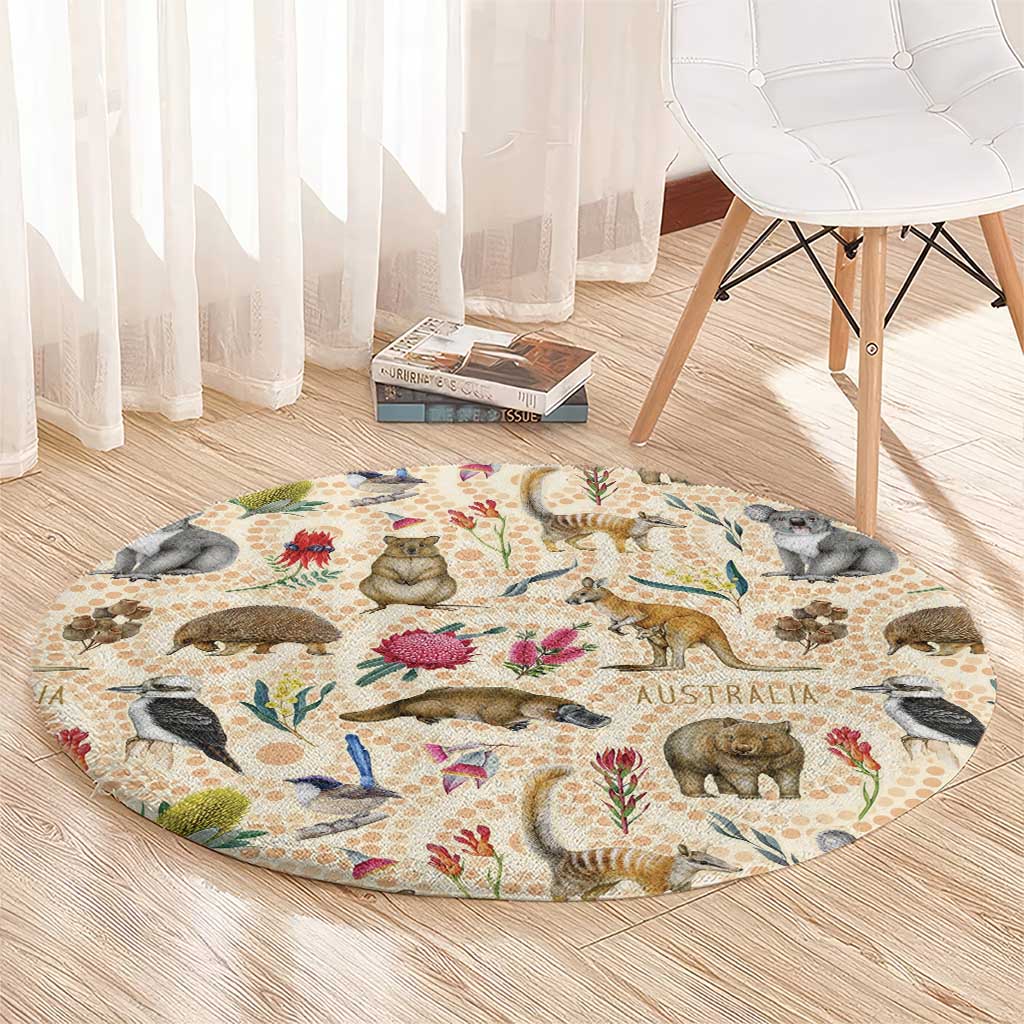 Australia Native Animals Round Carpet Aussie Aboriginal Art Seamless Vibes - Aussie Hoodie