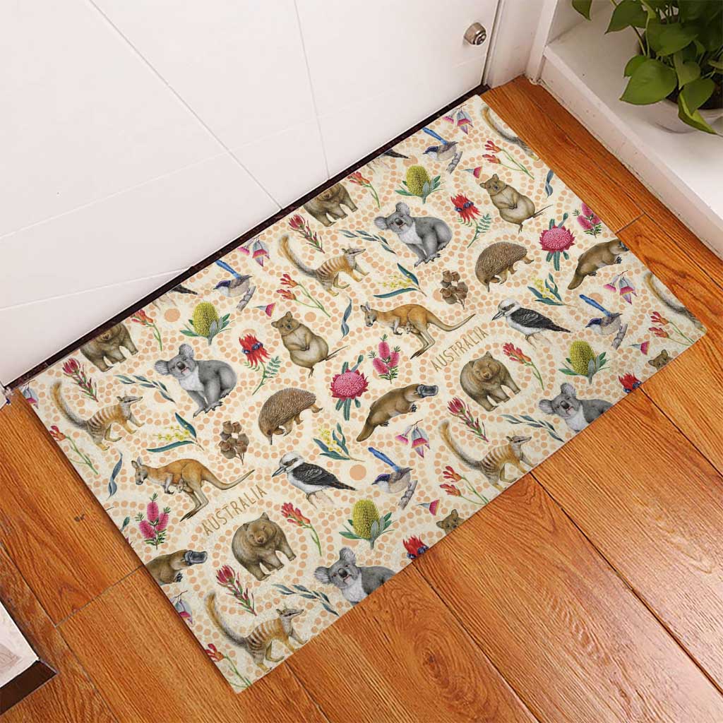 Australia Native Animals Rubber Doormat Aussie Aboriginal Art Seamless Vibes - Aussie Hoodie