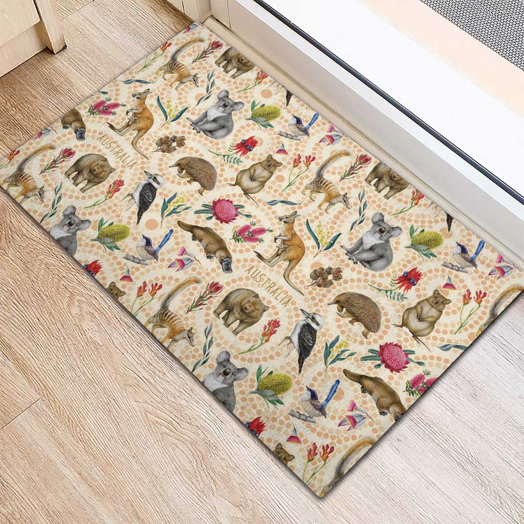 Australia Native Animals Rubber Doormat Aussie Aboriginal Art Seamless Vibes - Aussie Hoodie