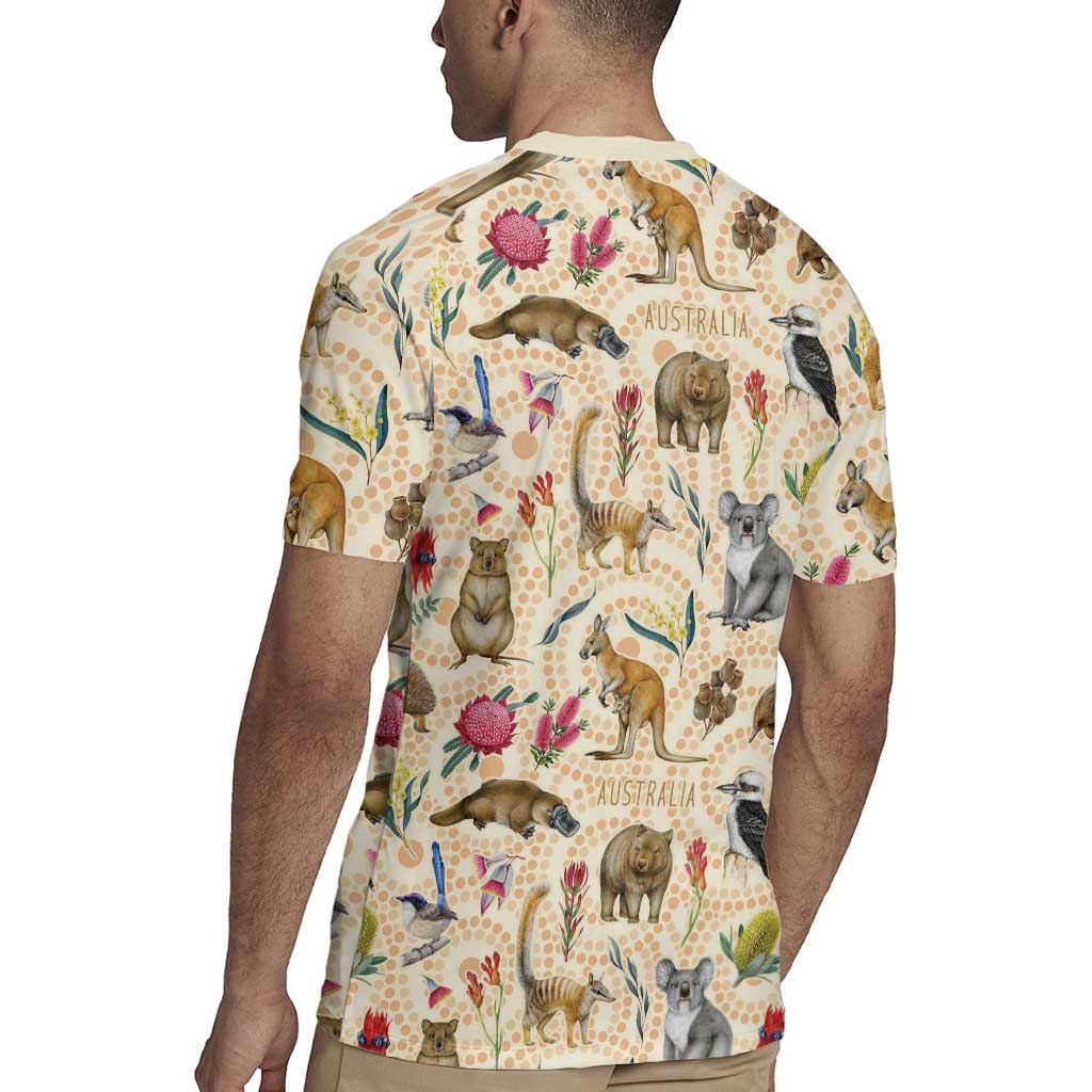 Australia Native Animals Rugby Jersey Aussie Aboriginal Art Seamless Vibes - Aussie Hoodie
