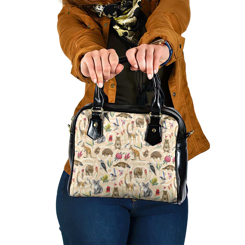 Australia Native Animals Shoulder Handbag Aussie Aboriginal Art Seamless Vibes - Aussie Hoodie