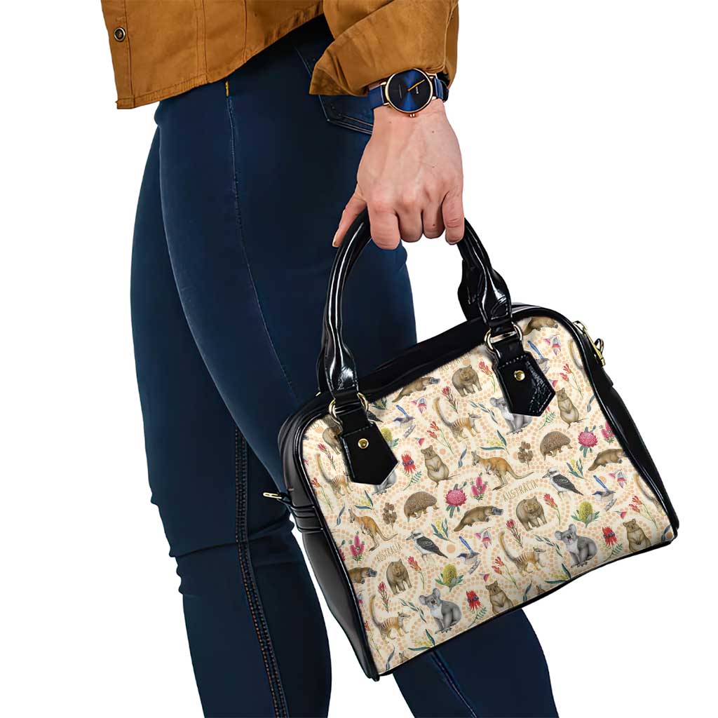 Australia Native Animals Shoulder Handbag Aussie Aboriginal Art Seamless Vibes - Aussie Hoodie