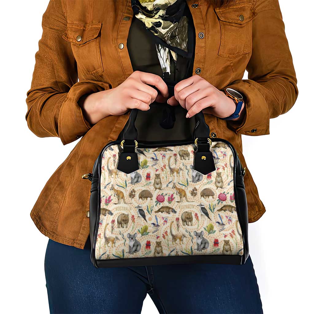 Australia Native Animals Shoulder Handbag Aussie Aboriginal Art Seamless Vibes - Aussie Hoodie
