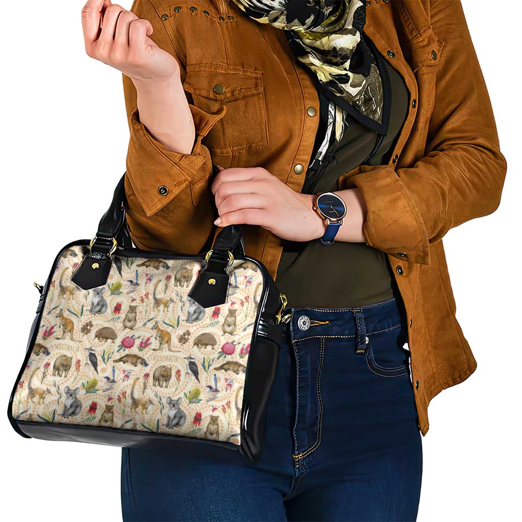 Australia Native Animals Shoulder Handbag Aussie Aboriginal Art Seamless Vibes - Aussie Hoodie
