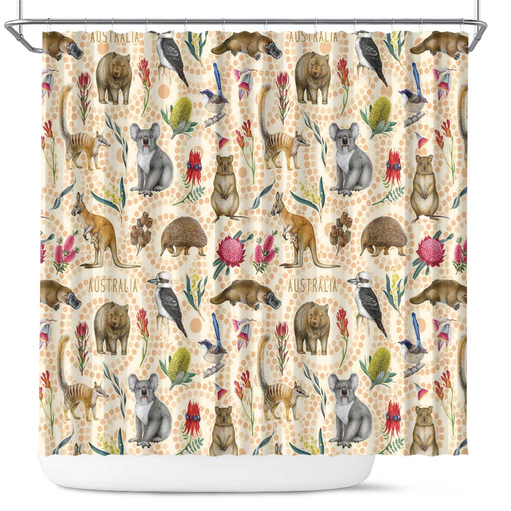 Australia Native Animals Shower Curtain Aussie Aboriginal Art Seamless Vibes - Aussie Hoodie