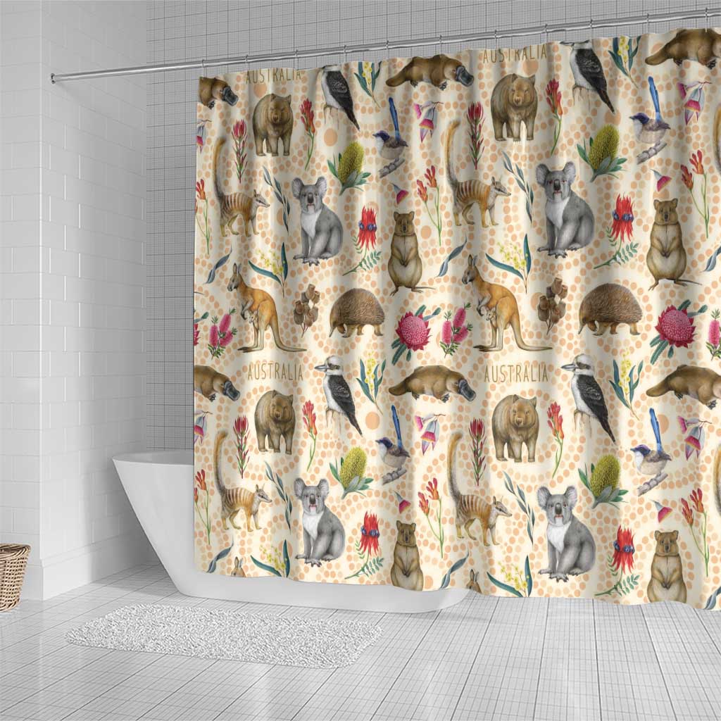 Australia Native Animals Shower Curtain Aussie Aboriginal Art Seamless Vibes - Aussie Hoodie