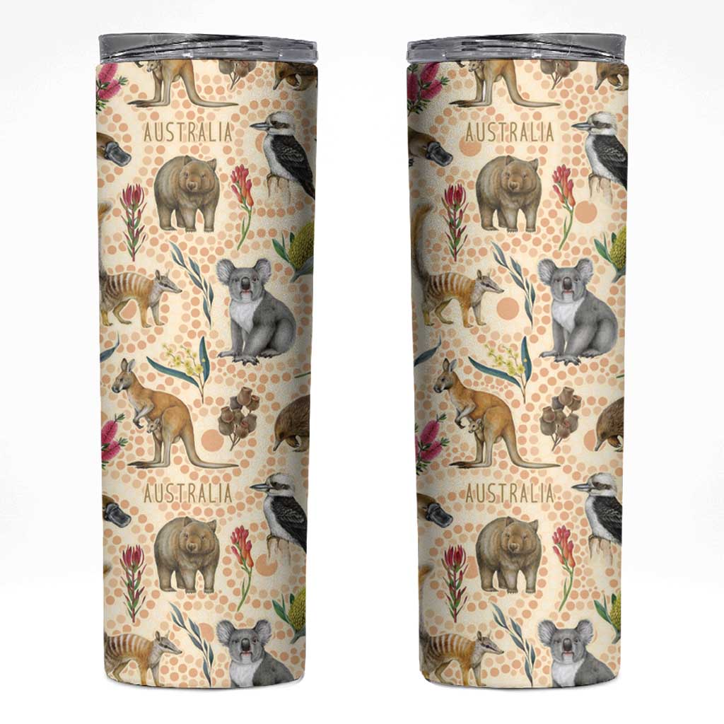 Australia Native Animals Skinny Tumbler Aussie Aboriginal Art Seamless Vibes - Aussie Hoodie