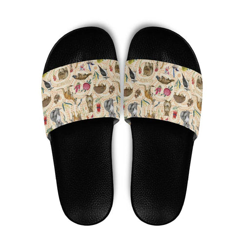 Australia Native Animals Slide Sandals Aussie Aboriginal Art Seamless Vibes - Aussie Hoodie