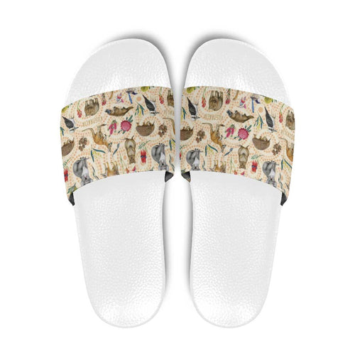 Australia Native Animals Slide Sandals Aussie Aboriginal Art Seamless Vibes - Aussie Hoodie