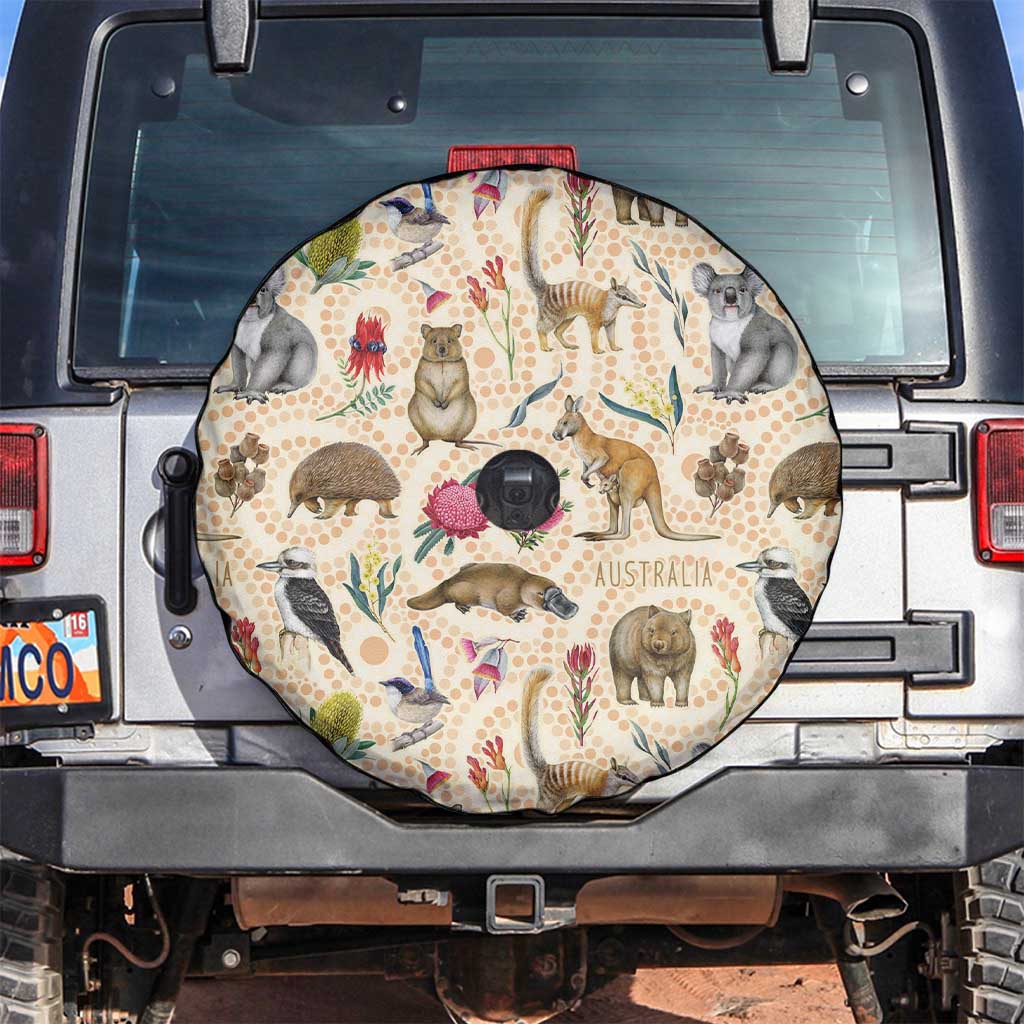 Australia Native Animals Spare Tire Cover Aussie Aboriginal Art Seamless Vibes - Aussie Hoodie