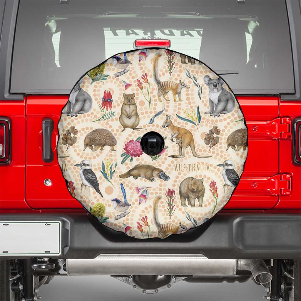 Australia Native Animals Spare Tire Cover Aussie Aboriginal Art Seamless Vibes - Aussie Hoodie