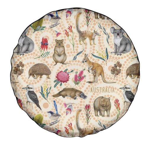 Australia Native Animals Spare Tire Cover Aussie Aboriginal Art Seamless Vibes - Aussie Hoodie