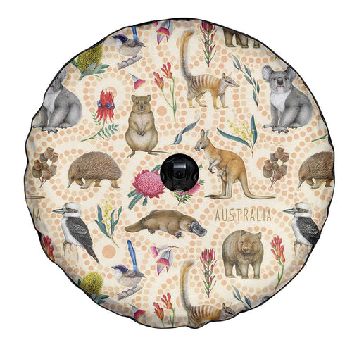 Australia Native Animals Spare Tire Cover Aussie Aboriginal Art Seamless Vibes - Aussie Hoodie
