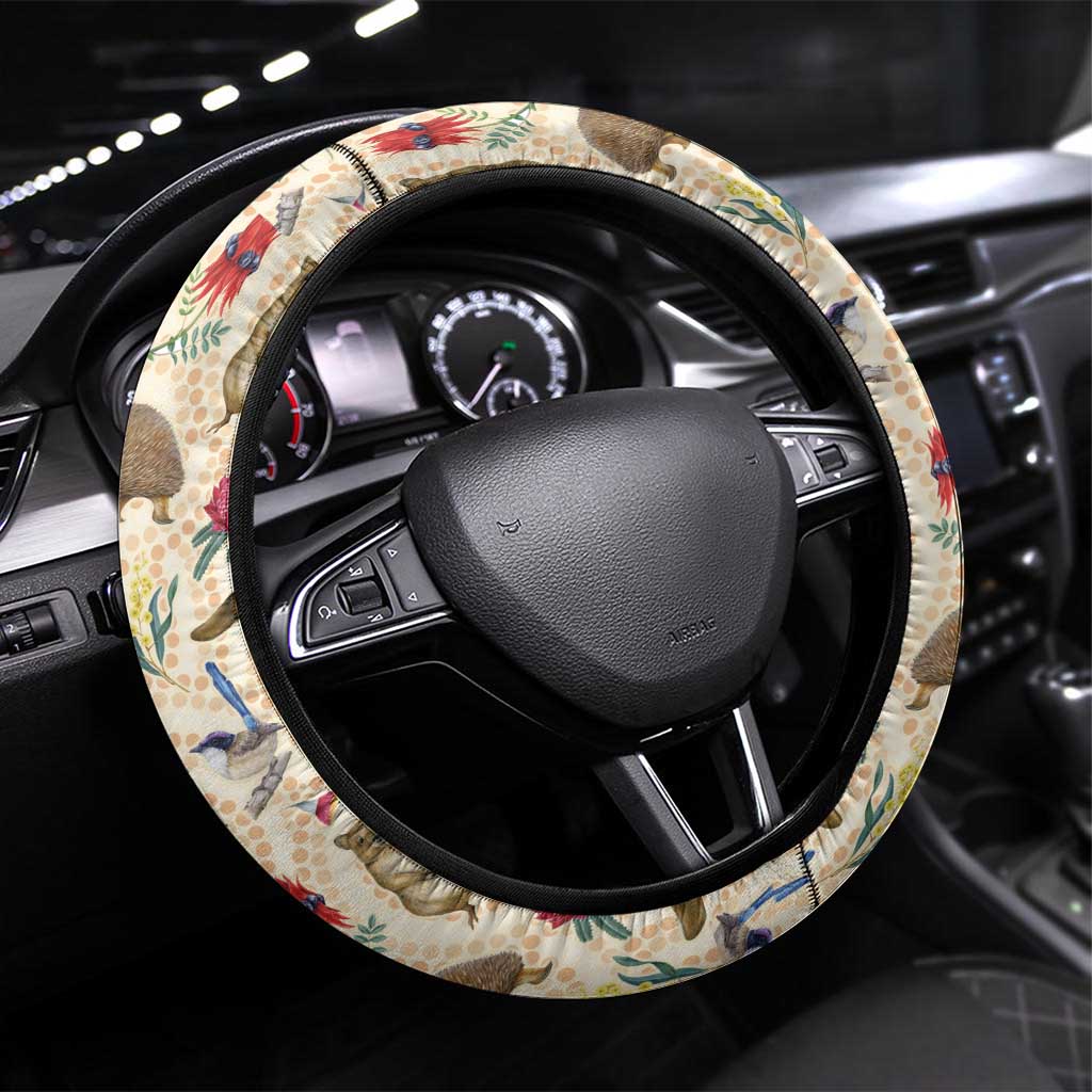 Australia Native Animals Steering Wheel Cover Aussie Aboriginal Art Seamless Vibes - Aussie Hoodie