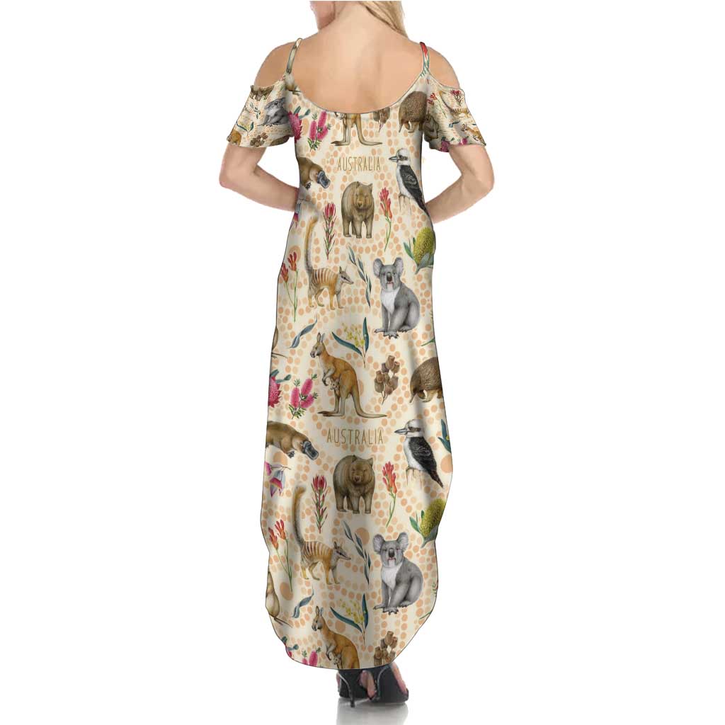 Australia Native Animals Summer Maxi Dress Aussie Aboriginal Art Seamless Vibes - Aussie Hoodie