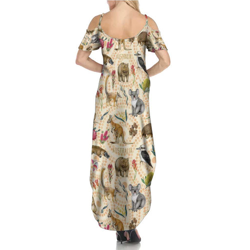 Australia Native Animals Summer Maxi Dress Aussie Aboriginal Art Seamless Vibes - Aussie Hoodie