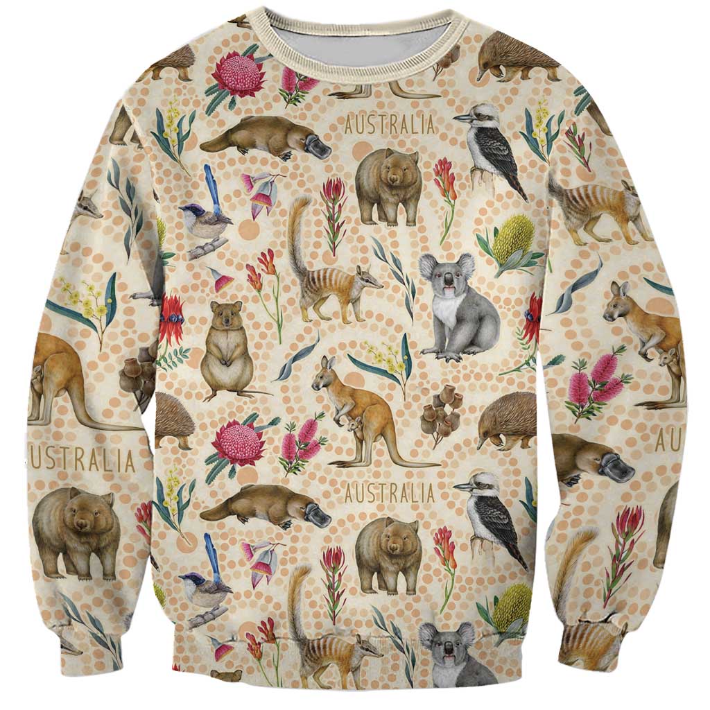Australia Native Animals Sweatshirt Aussie Aboriginal Art Seamless Vibes - Aussie Hoodie