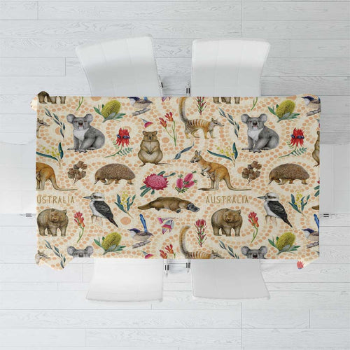 Australia Native Animals Tablecloth Aussie Aboriginal Art Seamless Vibes - Aussie Hoodie