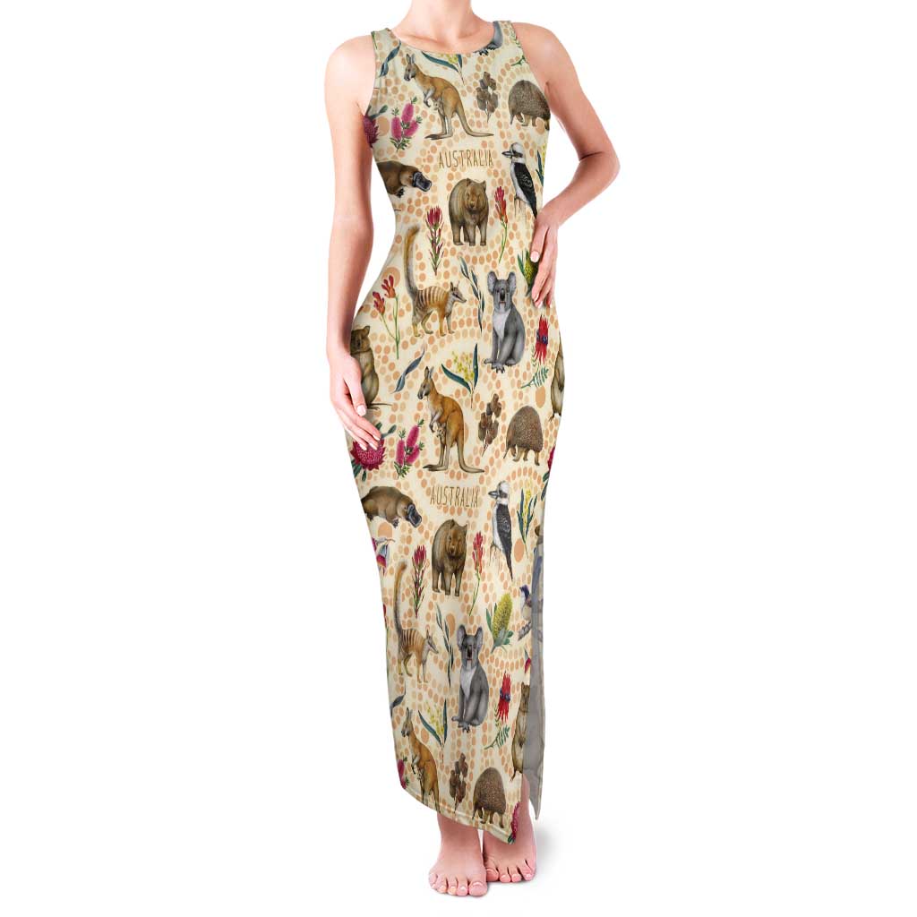 Australia Native Animals Tank Maxi Dress Aussie Aboriginal Art Seamless Vibes - Aussie Hoodie