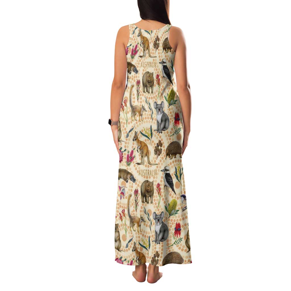 Australia Native Animals Tank Maxi Dress Aussie Aboriginal Art Seamless Vibes - Aussie Hoodie