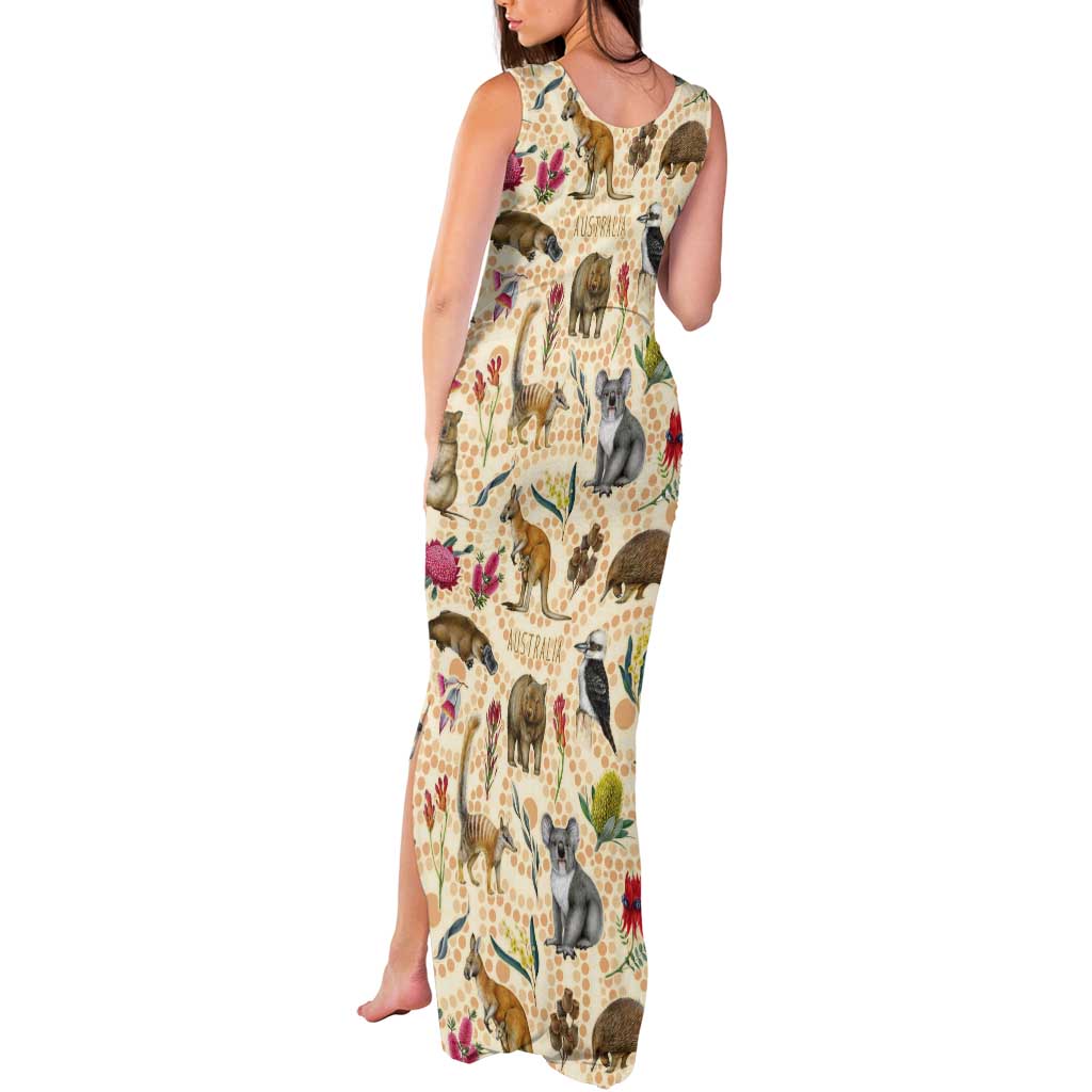 Australia Native Animals Tank Maxi Dress Aussie Aboriginal Art Seamless Vibes - Aussie Hoodie