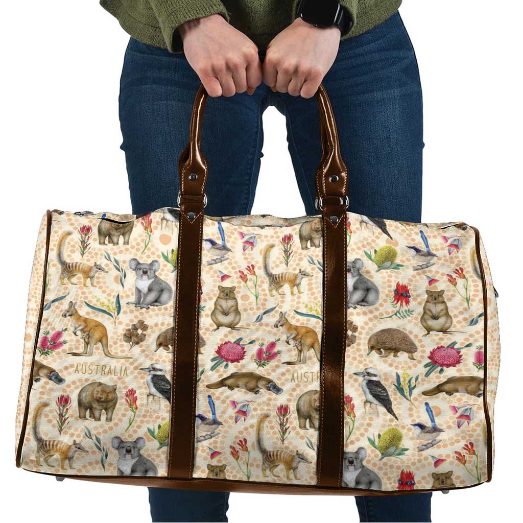 Australia Native Animals Travel Bag Aussie Aboriginal Art Seamless Vibes - Aussie Hoodie