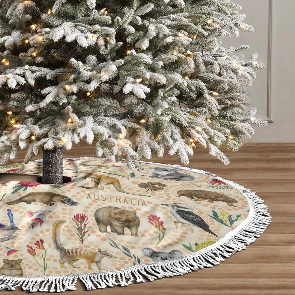 Australia Native Animals Tree Skirt Aussie Aboriginal Art Seamless Vibes - Aussie Hoodie