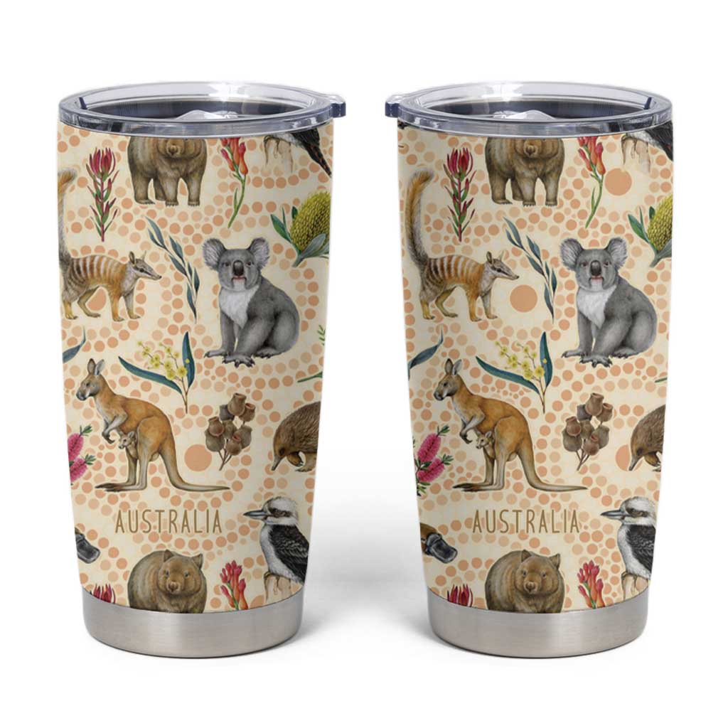 Australia Native Animals Tumbler Cup Aussie Aboriginal Art Seamless Vibes - Aussie Hoodie
