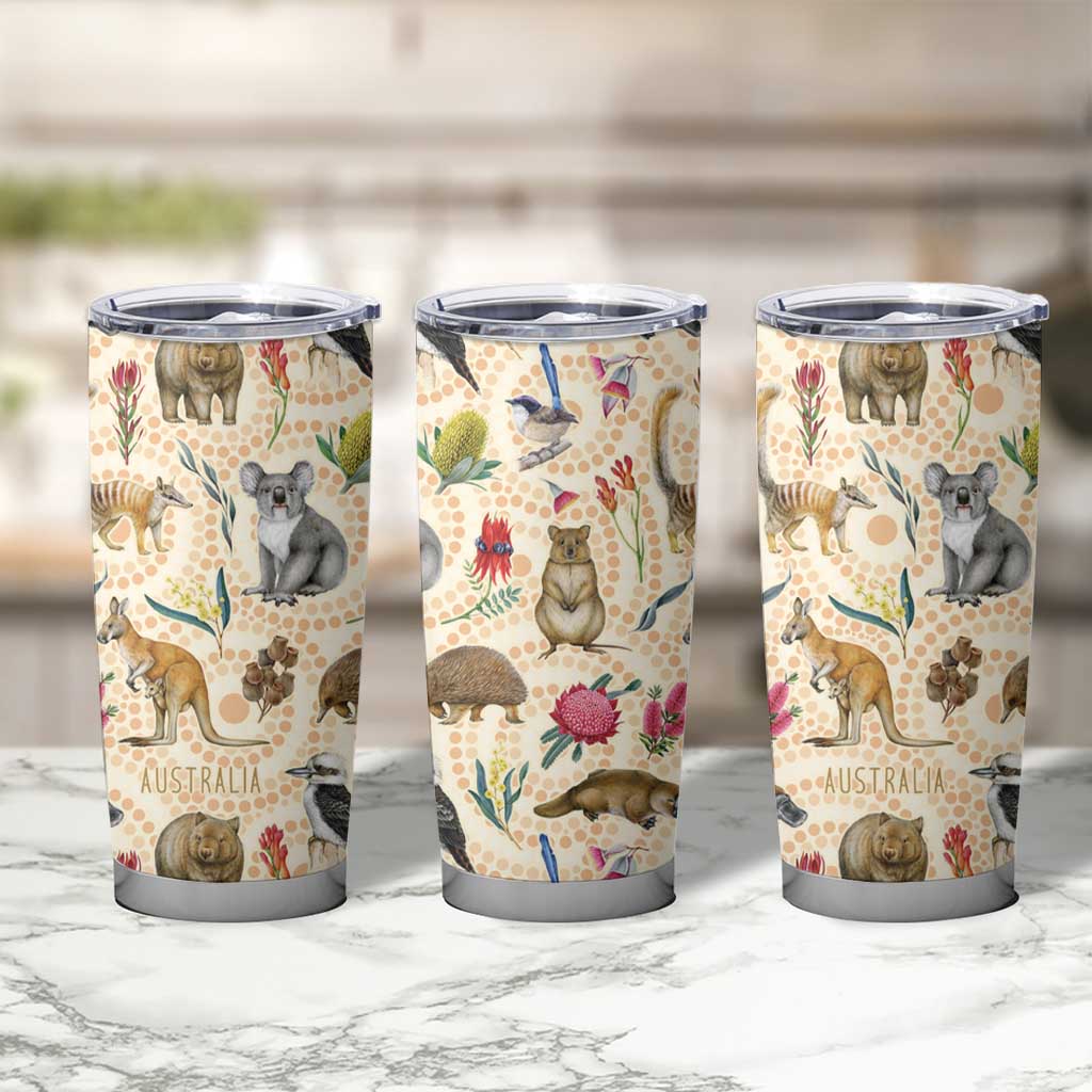 Australia Native Animals Tumbler Cup Aussie Aboriginal Art Seamless Vibes - Aussie Hoodie