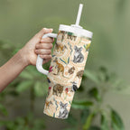 Australia Native Animals Tumbler With Handle Aussie Aboriginal Art Seamless Vibes - Aussie Hoodie