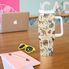 Australia Native Animals Tumbler With Handle Aussie Aboriginal Art Seamless Vibes - Aussie Hoodie