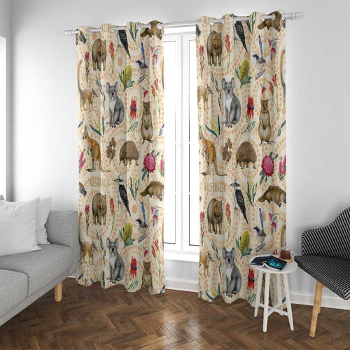 Australia Native Animals Window Curtain Aussie Aboriginal Art Seamless Vibes - Aussie Hoodie