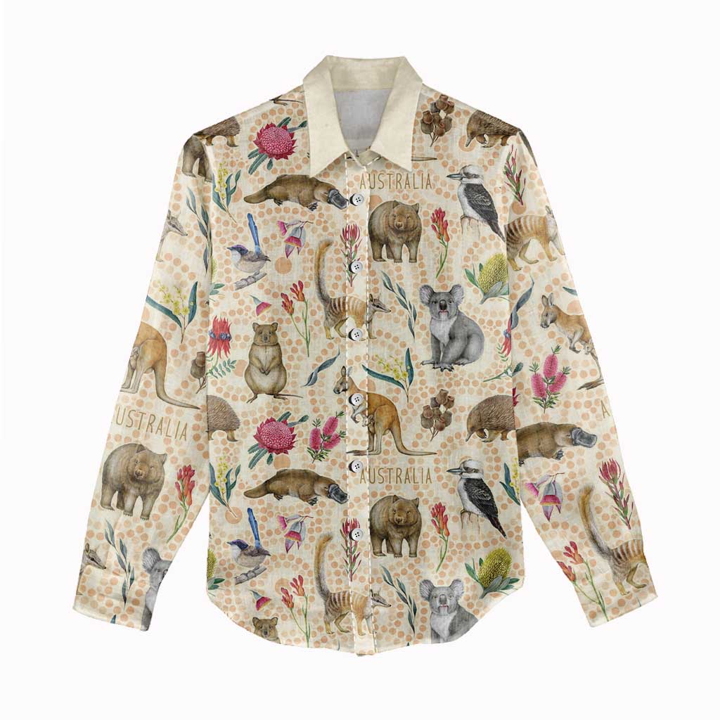 Australia Native Animals Women Casual Shirt Aussie Aboriginal Art Seamless Vibes - Aussie Hoodie