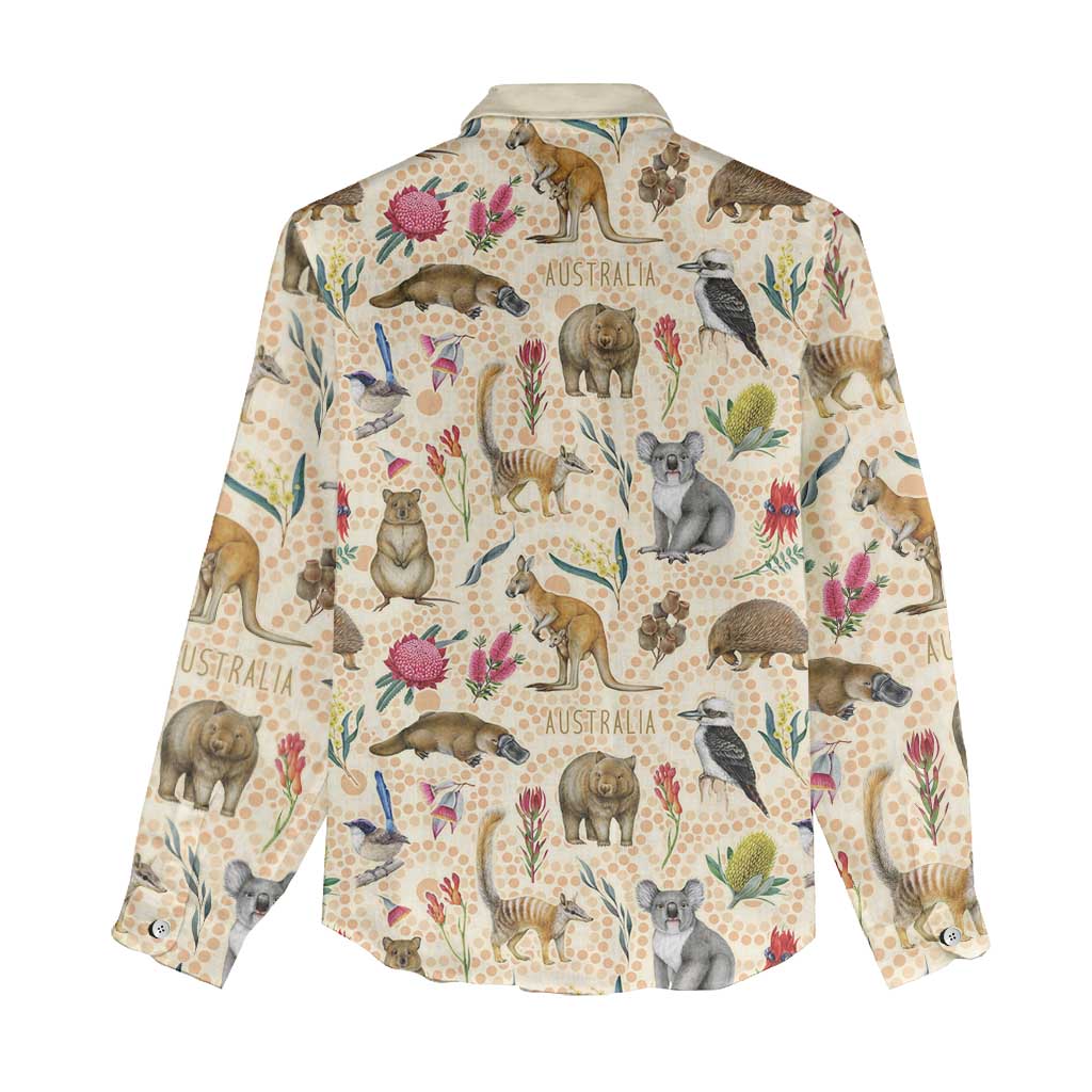 Australia Native Animals Women Casual Shirt Aussie Aboriginal Art Seamless Vibes - Aussie Hoodie