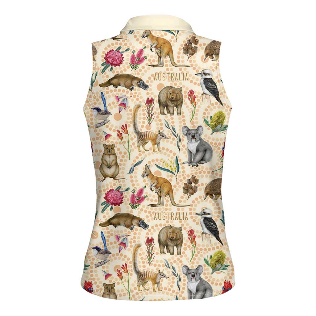 Australia Native Animals Women Sleeveless Polo Shirt Aussie Aboriginal Art Seamless Vibes - Aussie Hoodie